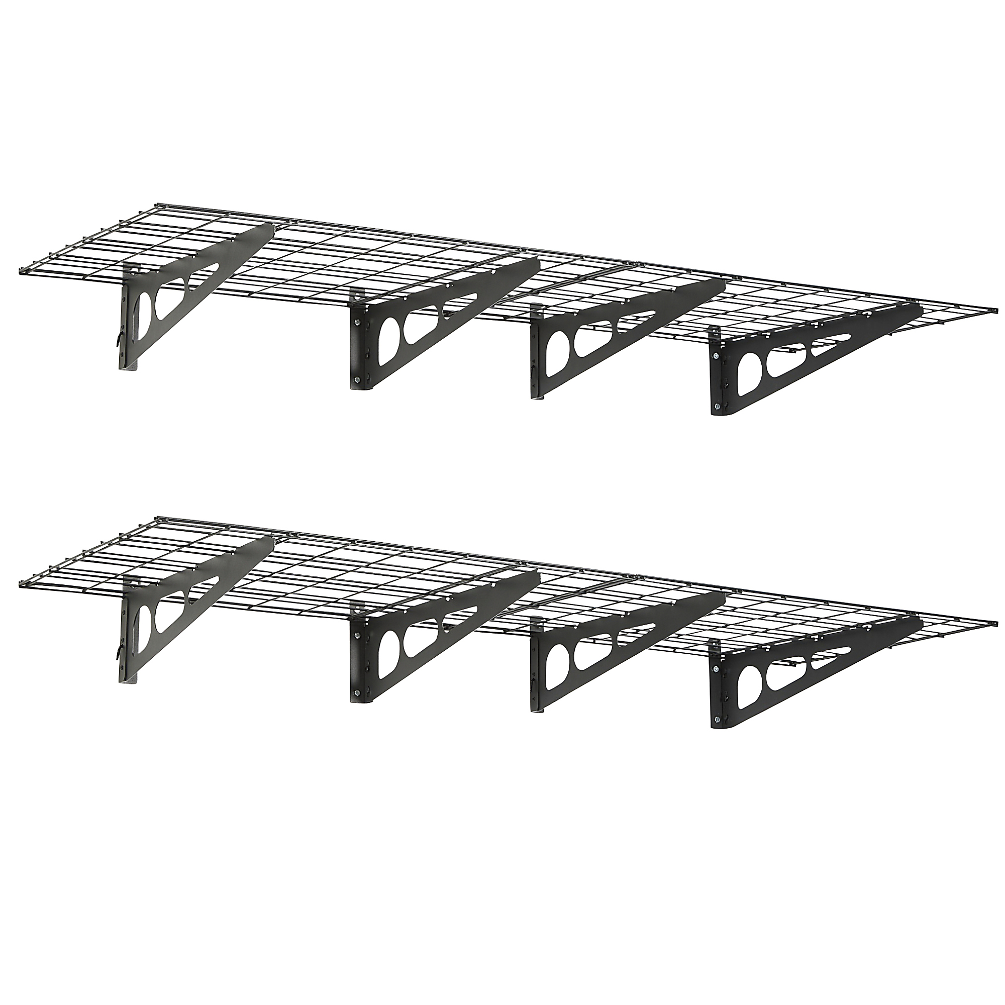 Klutch Wall-Mount Garage Storage Shelves, 7.9in.H x 36in.W x 24in.D, Black, 4-Pack